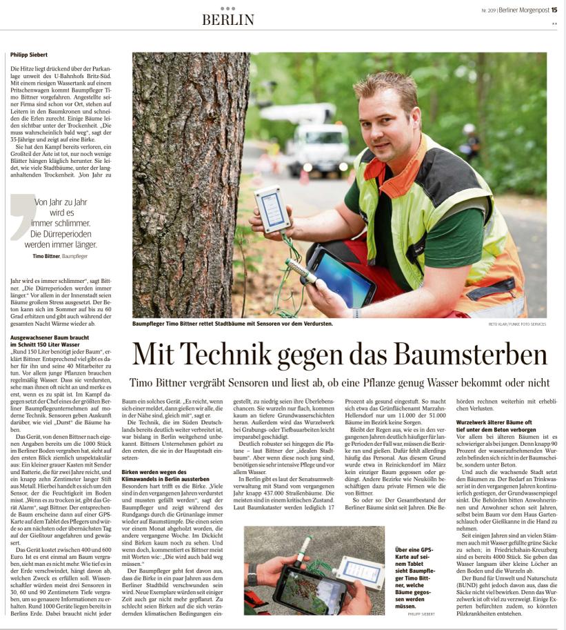 Zeitungsartikel: Baumpflege Bittner (gegen das Baumsterben in Berlin)